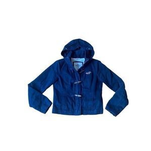 Hollister Black Sherpa Lined Full Zip Coat Toddle Wooden Buttons Medium